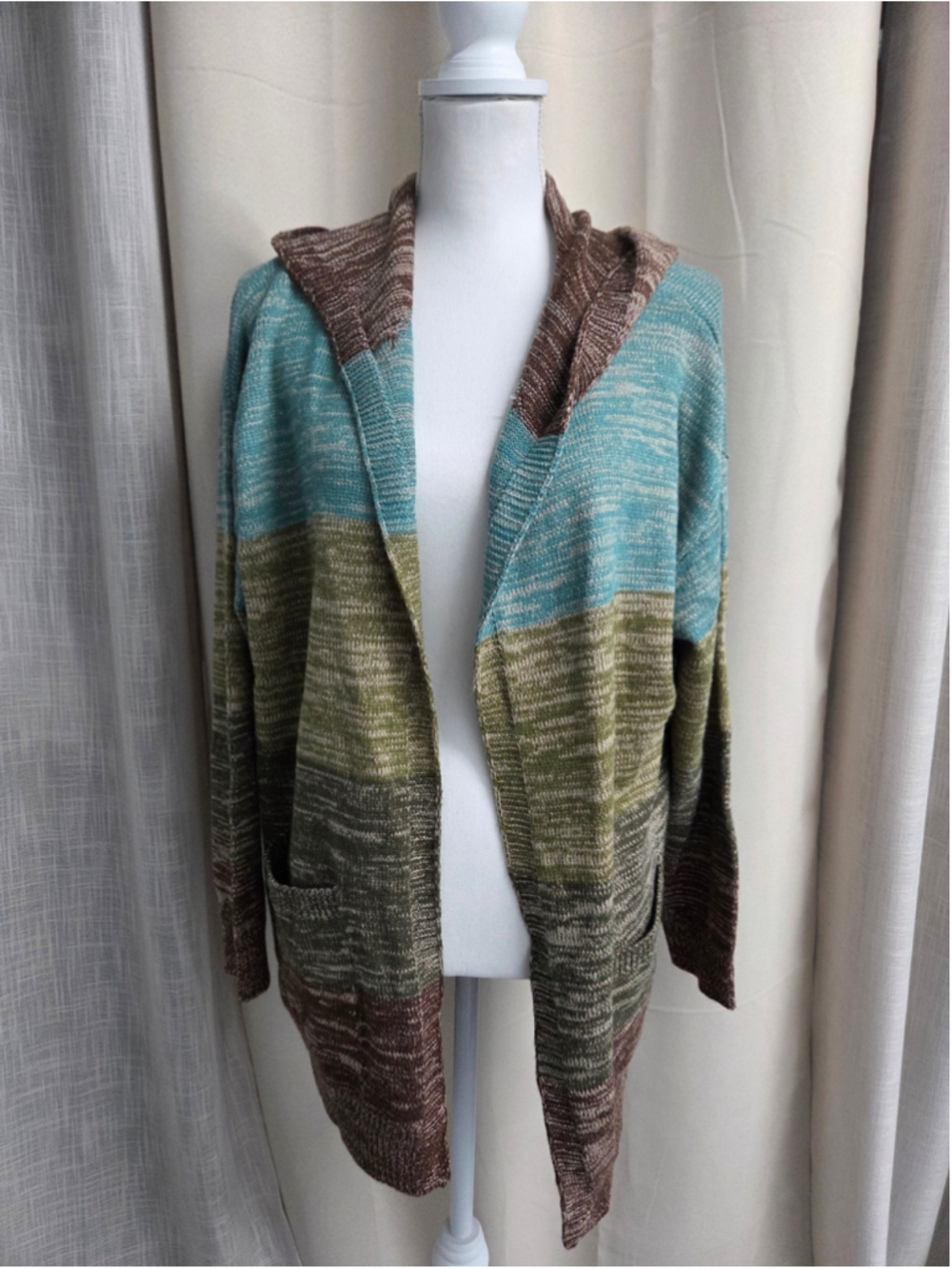 BloomChic Striped Open Cardigan Size L Fairy Grunge Earthy Boho Goblincore